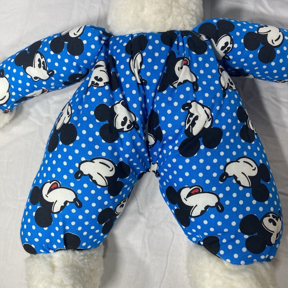 Vintage Mickey Mouse Bunny Plush Doll Blue Polka Dot Snowsuit Disney No Tags - Picture 7 of 8